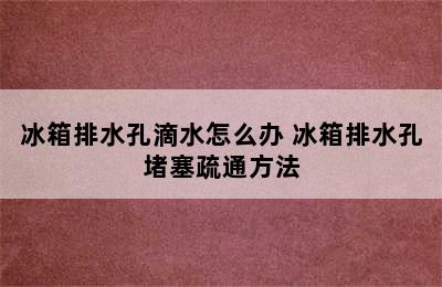 冰箱排水孔滴水怎么办 冰箱排水孔堵塞疏通方法